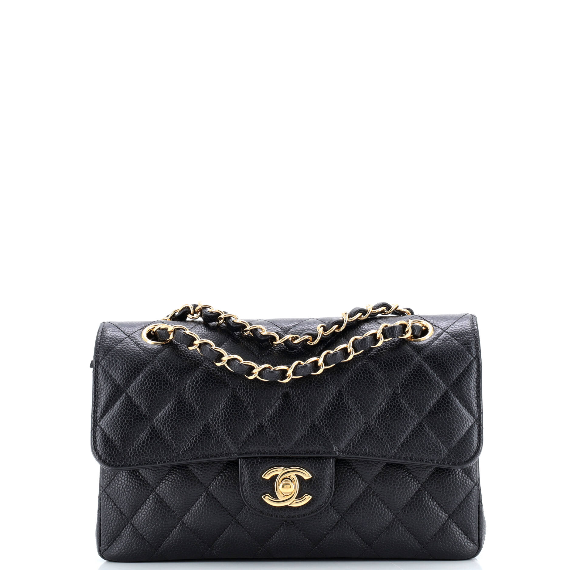 Classic Double Flap Bag Quilted Caviar Small