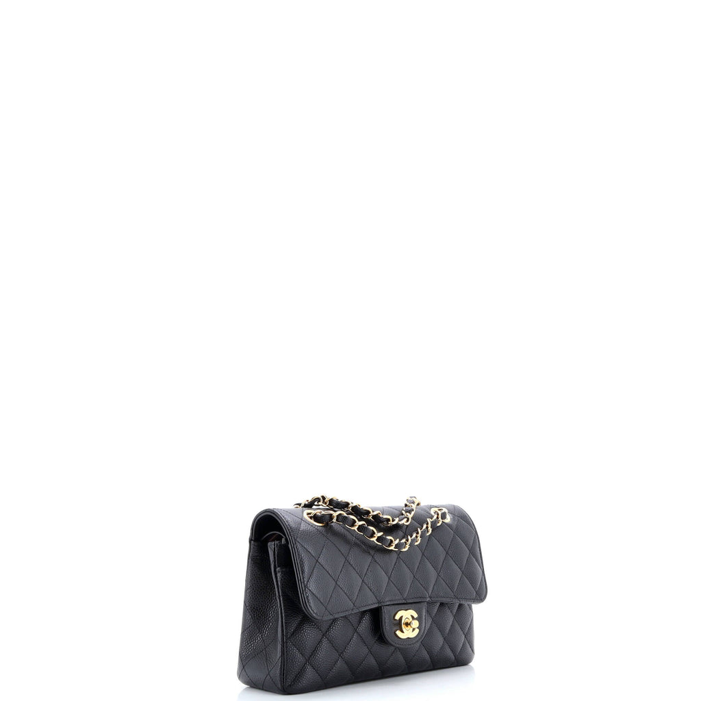 Classic Double Flap Bag Quilted Caviar Small
