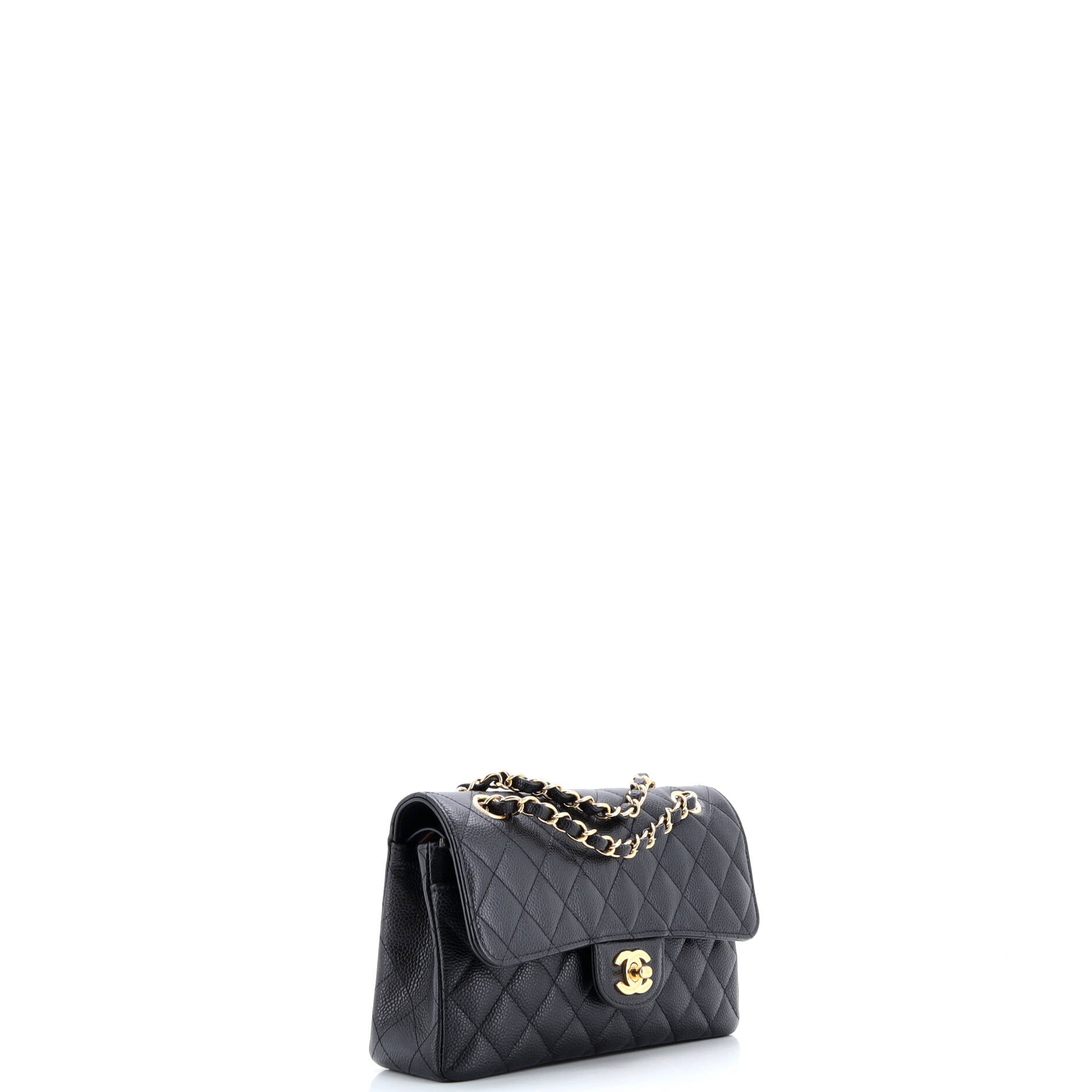 Classic Double Flap Bag Quilted Caviar Small