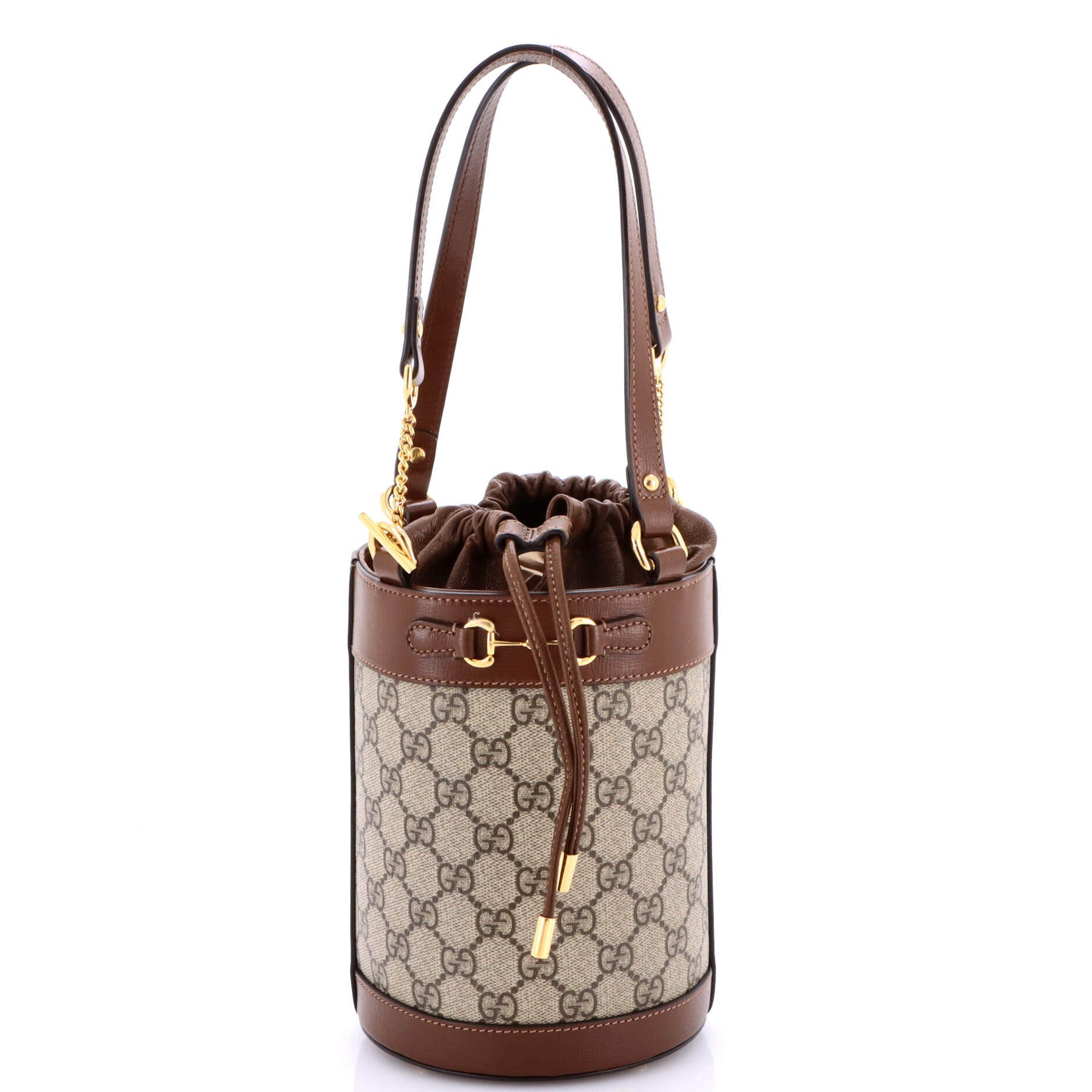 Horsebit 1955 Bucket Bag GG Coated Canvas with Leather Small