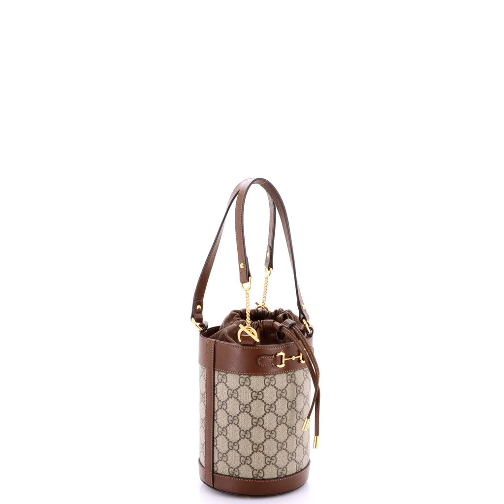 Horsebit 1955 Bucket Bag GG Coated Canvas with Leather Small