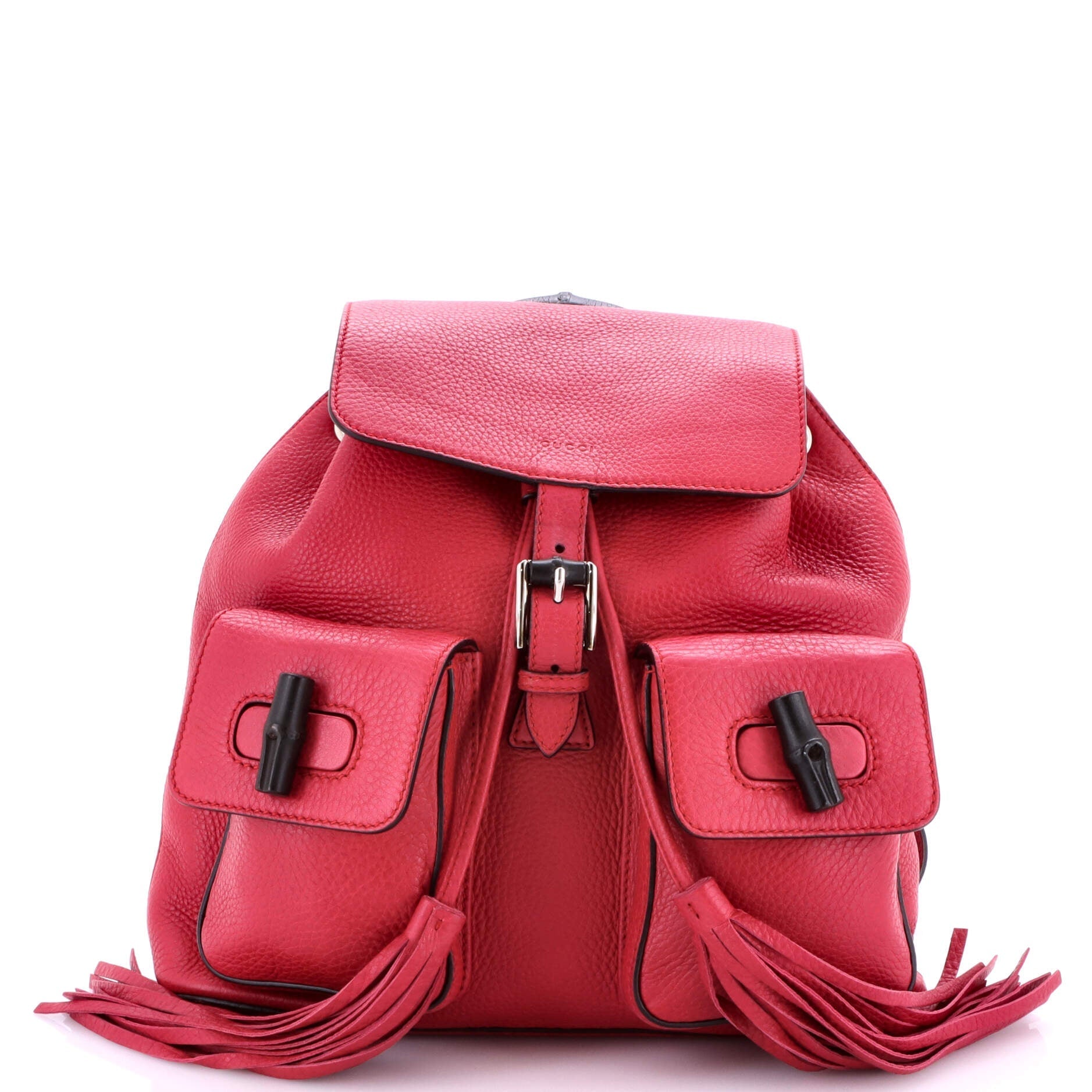 Bamboo Tassel Backpack Leather Medium