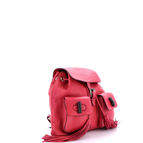 Bamboo Tassel Backpack Leather Medium