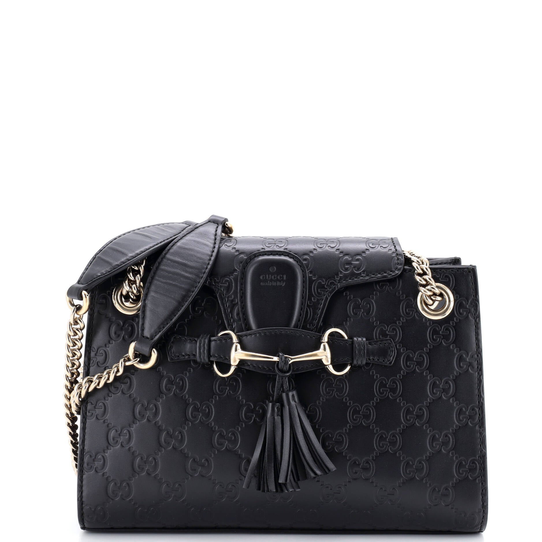 Emily Chain Flap Shoulder Bag Guccissima Leather Small