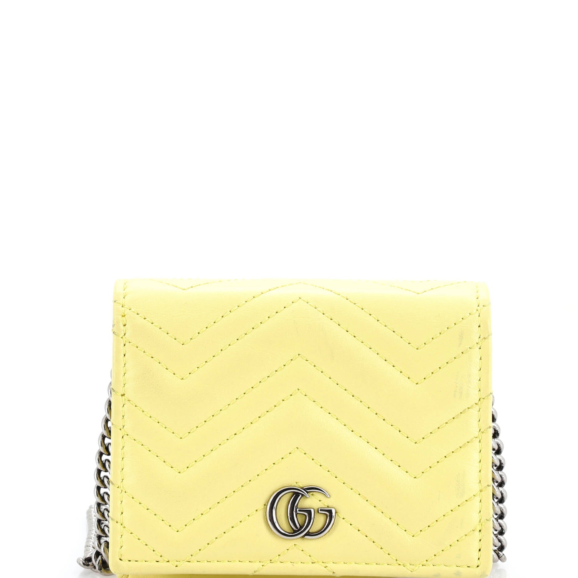 GG Marmont Card Case on Chain Matelasse Leather