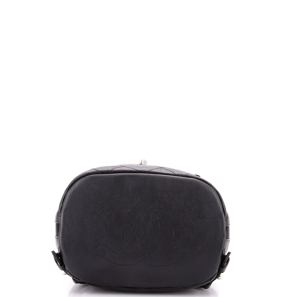 Drawstring CC Flap Backpack Quilted Aged Calfskin and Grosgrain Small