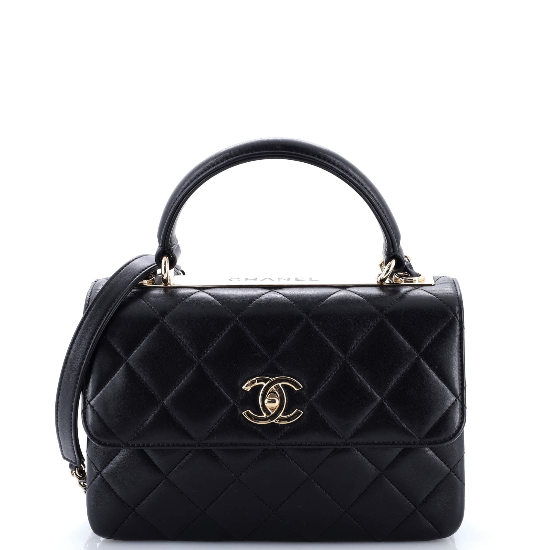 Trendy CC Top Handle Bag Quilted Lambskin Small