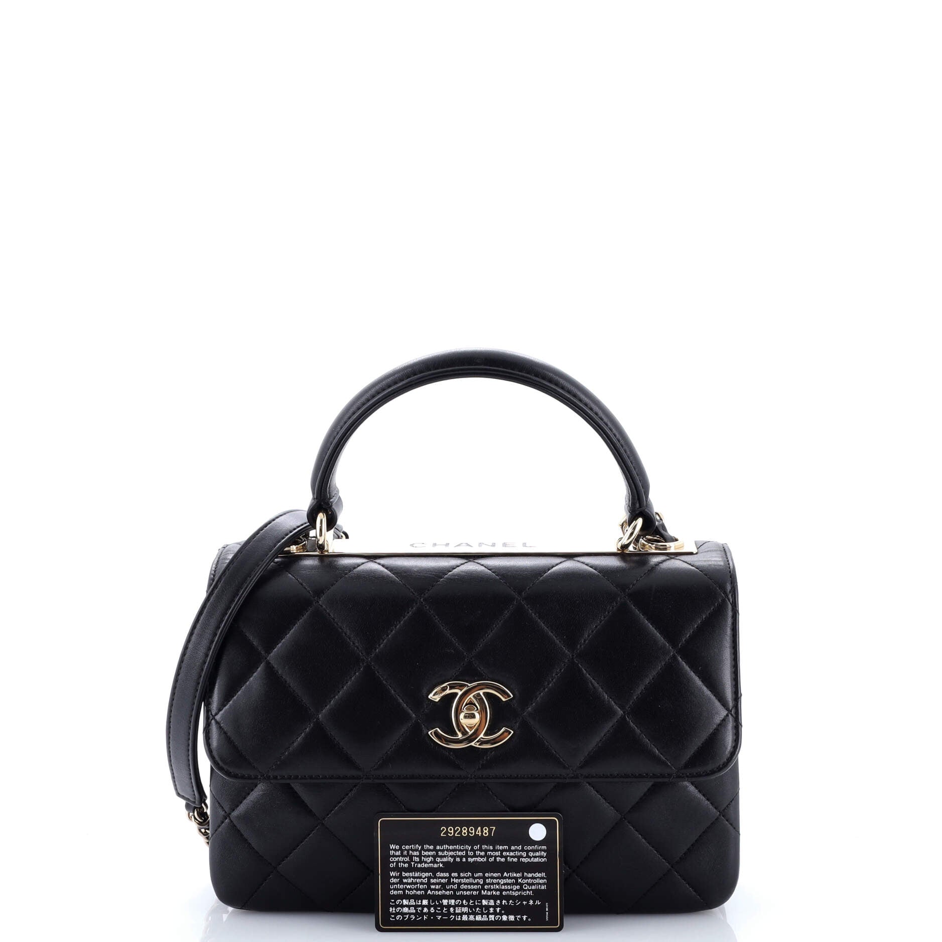 Trendy CC Top Handle Bag Quilted Lambskin Small