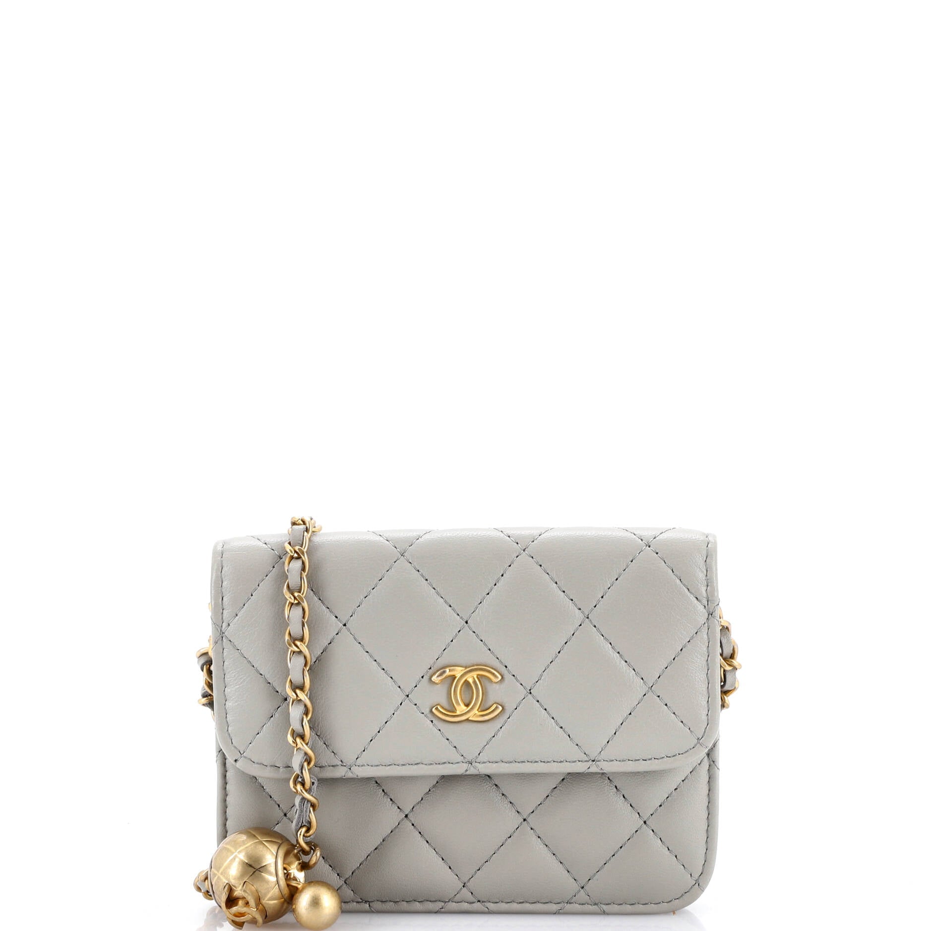 Pearl Crush Flap Clutch with Chain Quilted Lambskin Mini