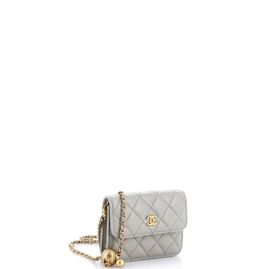 Pearl Crush Flap Clutch with Chain Quilted Lambskin Mini