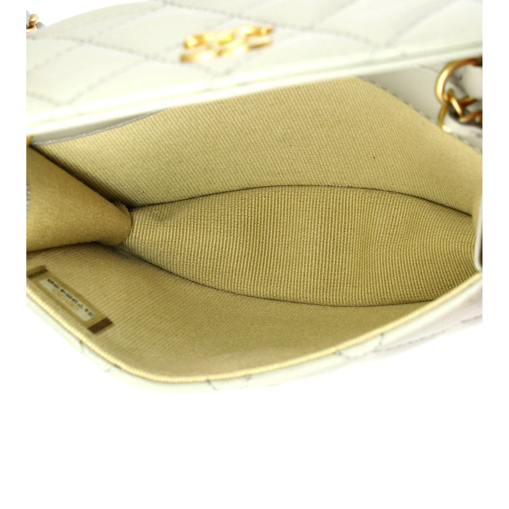 Pearl Crush Flap Clutch with Chain Quilted Lambskin Mini