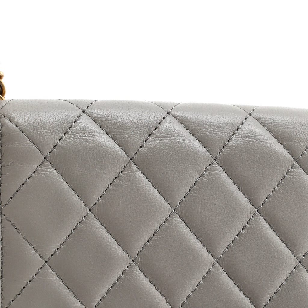 Pearl Crush Flap Clutch with Chain Quilted Lambskin Mini