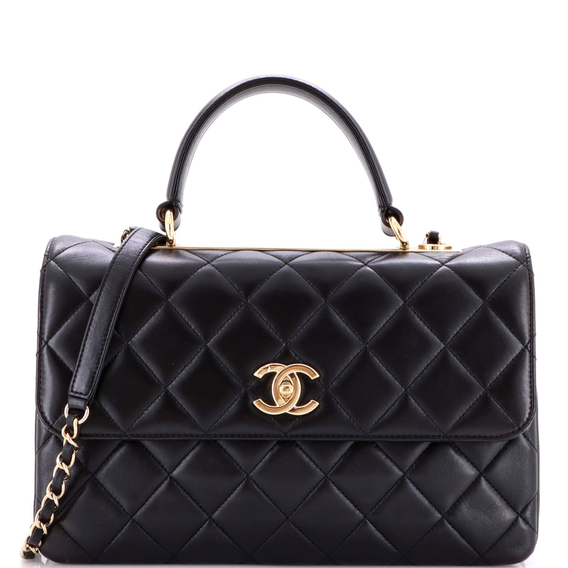 Trendy CC Top Handle Bag Quilted Lambskin Medium