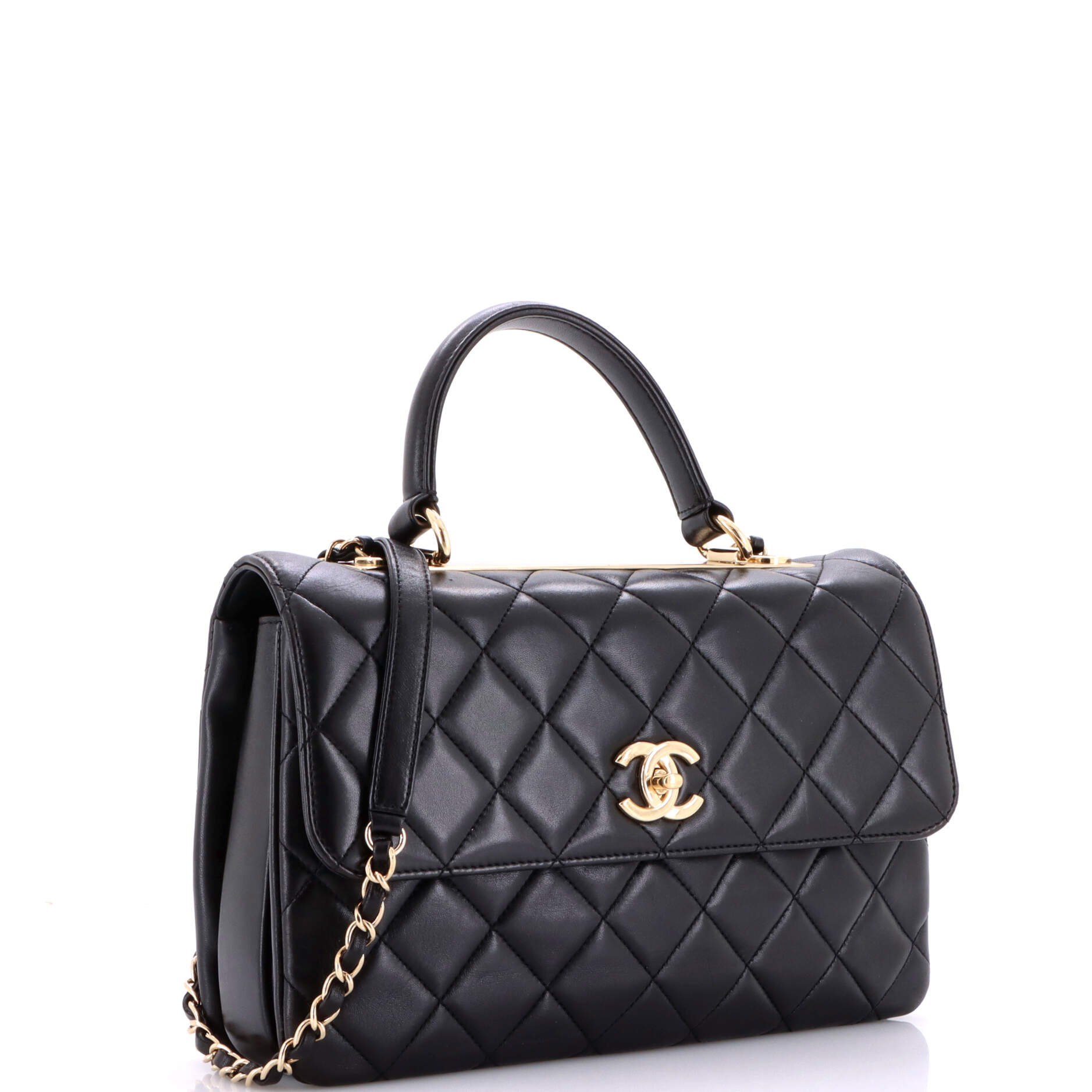 Trendy CC Top Handle Bag Quilted Lambskin Medium