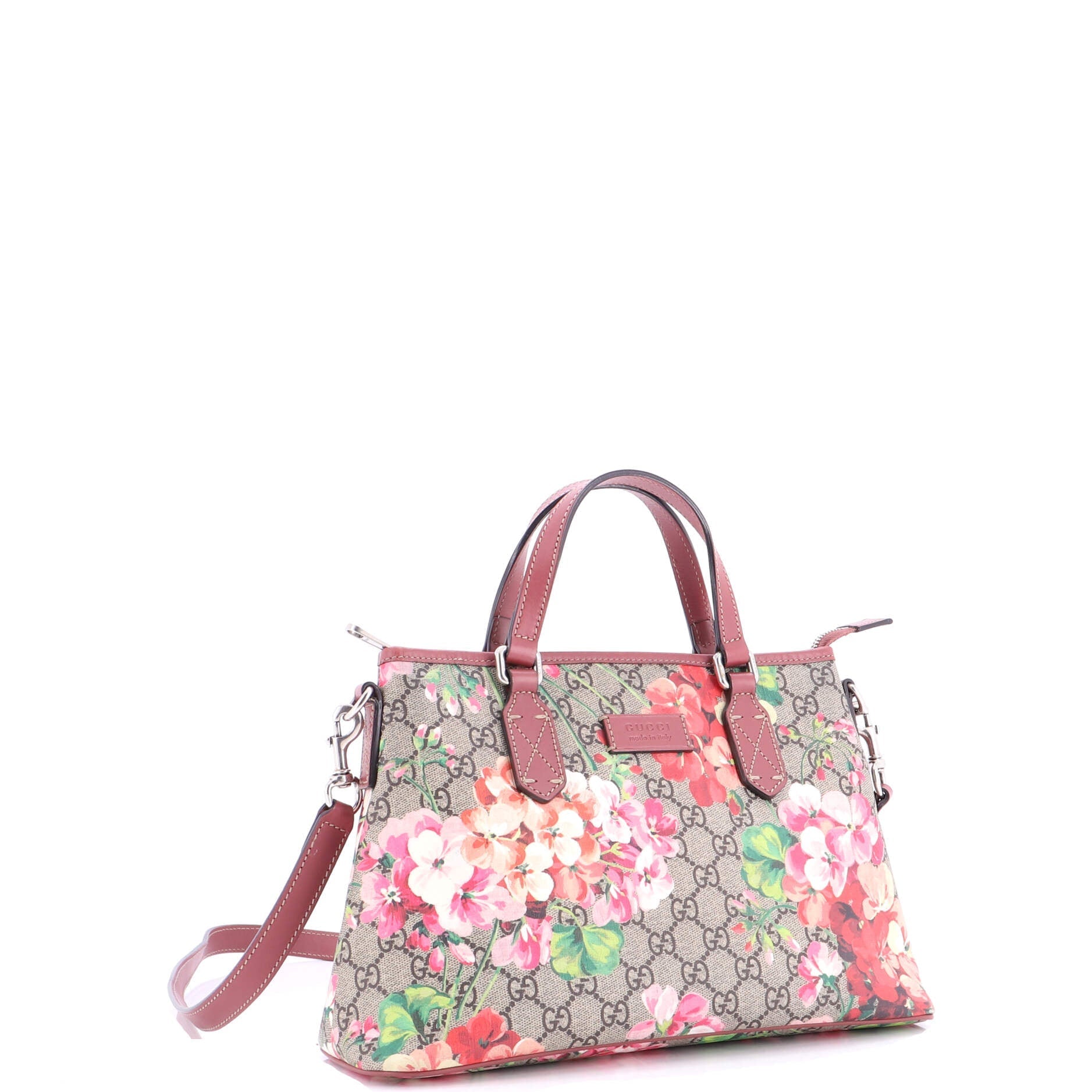 Convertible Zip Tote Blooms Print GG Coated Canvas Medium