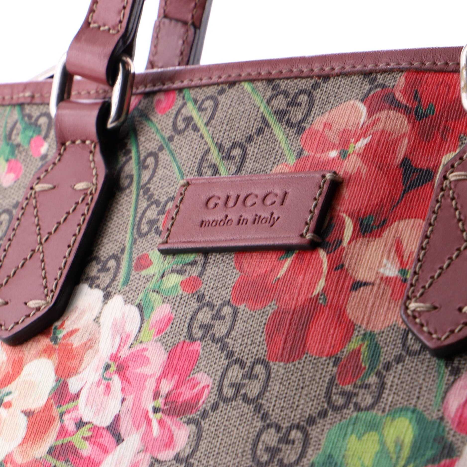 Convertible Zip Tote Blooms Print GG Coated Canvas Medium