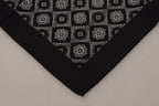 Black Geometric Patterned Square Handkerchief Scarf