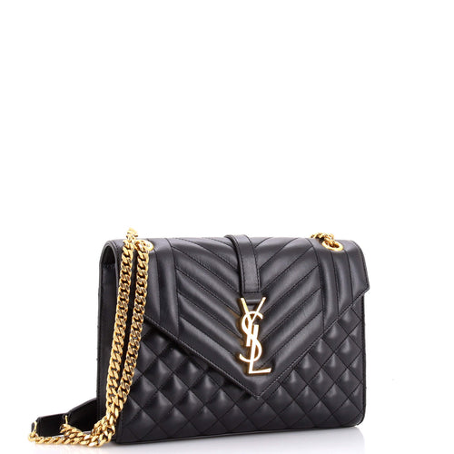 Classic Monogram Envelope Satchel Mixed Matelasse Leather Medium