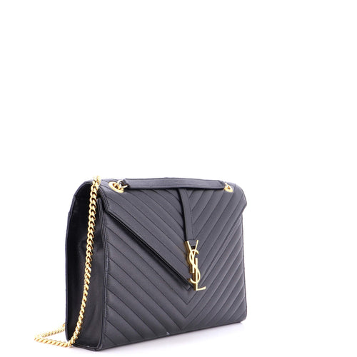 Classic Monogram Envelope Satchel Matelasse Chevron Leather Large